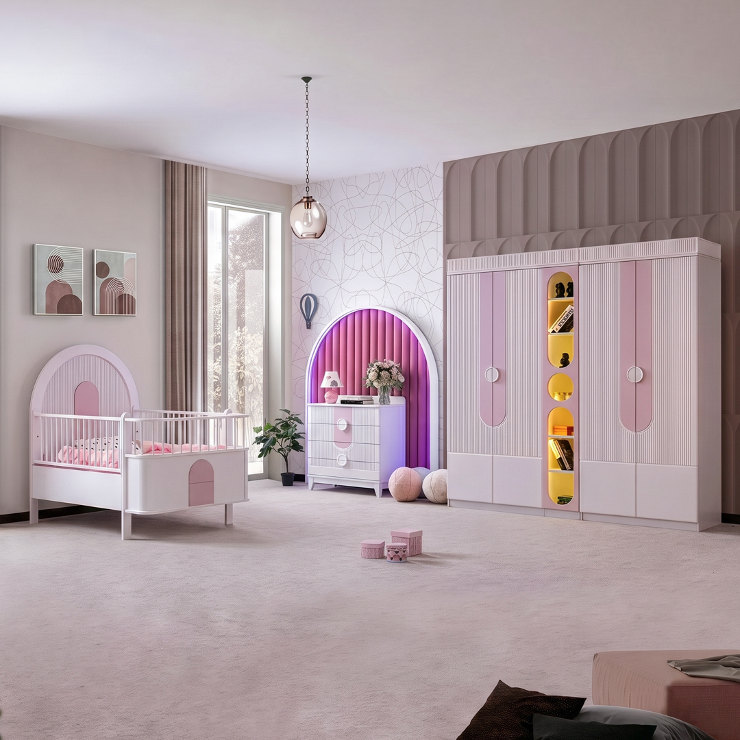 Venedik Mega Madrid Beşik Bebek Odası Pembe